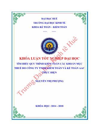 Khóa luận Tìm hiểu quy trình Kiểm toán các khoản mục Thuế do Công ty TNHH Kiểm toán và Kế toán AAC thực hiện