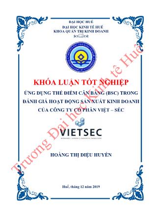 Khóa luận Ứng dụng Thẻ điểm cân bằng (BSC) trong đánh giá hiệu quả hoạt động sản xuất kinh doanh của công ty Cổ phần Việt - Séc