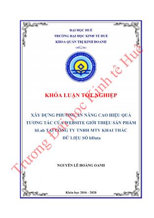 Khóa luận Xây dựng phương án nâng cao hiệu quả tương tác của website giới thiệu sản phẩm blab tại Công ty TNHH MTV Khai thác dữ liệu số bData