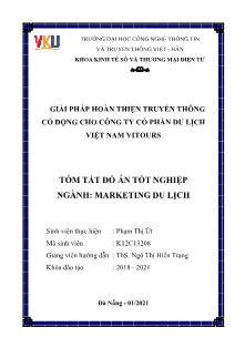 Tóm tắt đồ án Giải pháp hoàn thiện truyền thông cổ động cho Công ty Cổ phần du lịch Việt Nam Vitours
