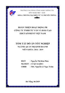 Tóm tắt đồ án Hoàn thiện hoạt động PR cho công ty TNHH và Đào tạo Edutainmet Việt Nam