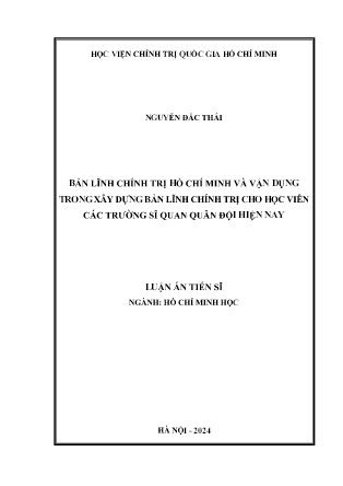 Luận án Bản lĩnh chính trị Hồ Chí Minh và vận dụng trong xây dựng bản lĩnh chính trị cho học viên các trường Sĩ quan Quân đội hiện nay