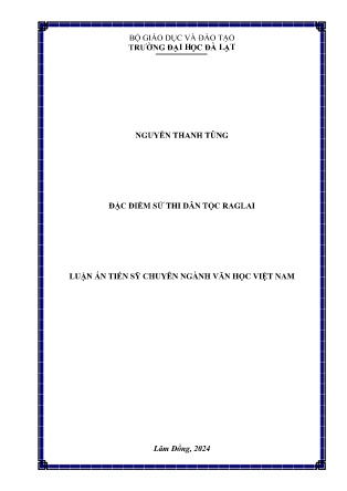 Luận án Đặc điểm sử thi dân tộc Raglai