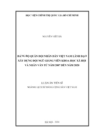 Luận án Đảng bộ quân đội nhân dân Việt Nam lãnh đạo xây dựng đội ngũ giảng viên Khoa học xã hội và nhân văn từ năm 2007 đến năm 2020