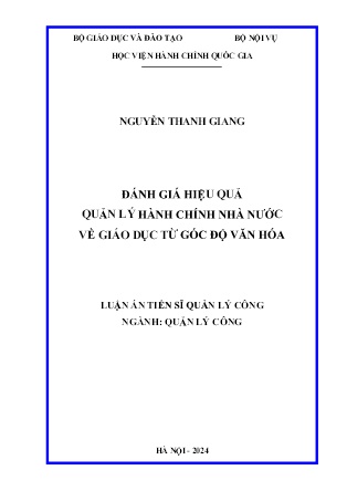 Luận án Đánh giá hiệu quả quản lý hành chính nhà nước về giáo dục từ góc độ văn hóa