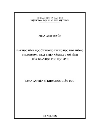 Luận án Dạy học hình học ở trường Trung học Phổ thông theo hướng phát triển năng lực mô hình hóa toán học cho học sinh