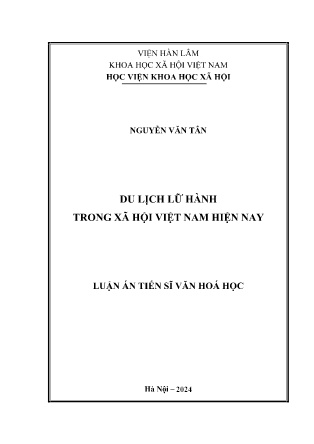 Luận án Du lịch lữ hành trong xã hội Việt Nam hiện nay