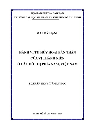 Luận án Hành vi tự hủy hoại bản thân của vị thành niên ở các đô thị phía Nam, Việt Nam