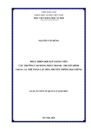 Luận án Phát triển đội ngũ giảng viên các trường cao đẳng phát thanh - truyền hình trong xu thế toàn cầu hóa truyền thông đại chúng