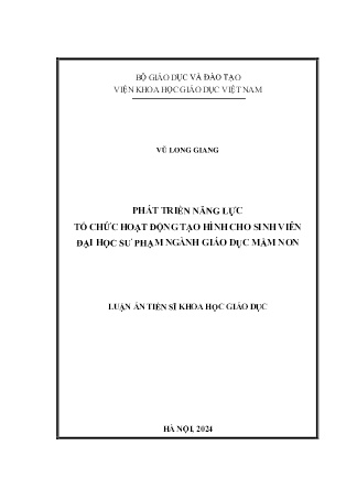 Luận án Phát triển năng lực tổ chức hoạt động tạo hình cho sinh viên Đại học Sư phạm ngành giáo dục Mầm non