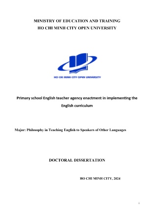 Luận án Primary school English teacher agency enactment in implementing the English curriculum