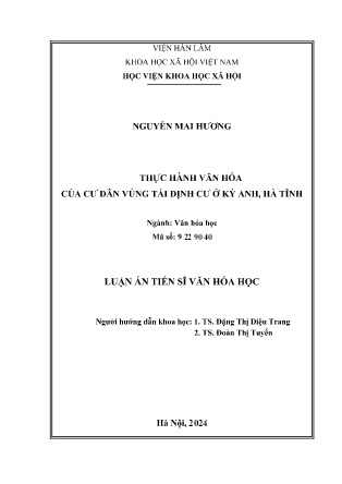 Luận án Thực hành văn hóa của cư dân vùng tái định cư ở Kỳ Anh, Hà Tĩnh