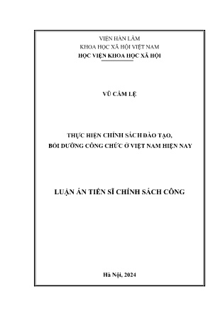 Luận án Thực hiện chính sách đào tạo, bồi dưỡng công chức ở Việt Nam hiện nay