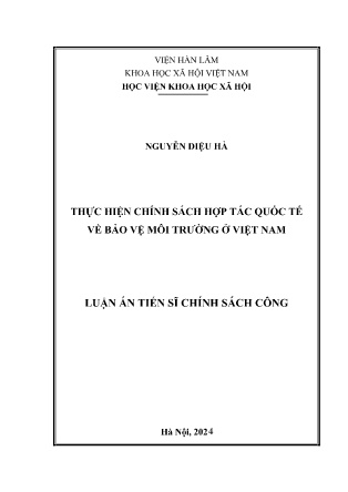 Luận án Thực hiện chính sách hợp tác quốc tế về bảo vệ môi trường ở Việt Nam
