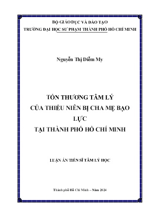 Luận án Tổn thương tâm lý của thiếu niên bị cha mẹ bạo lực tại Thành phố Hồ Chí Minh
