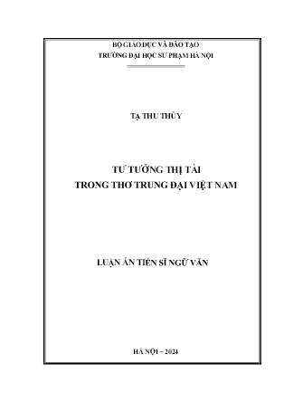 Luận án Tư tưởng thị tài trong thơ trung đại Việt Nam
