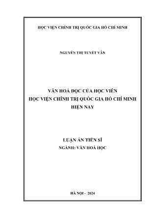 Luận án Văn hoá đọc của học viên học viện chính trị quốc gia Hồ Chí Minh hiện nay
