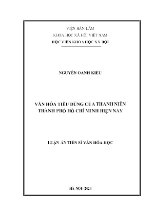 Luận án Văn hóa tiêu dùng của thanh niên Thành phố Hồ Chí Minh hiện nay